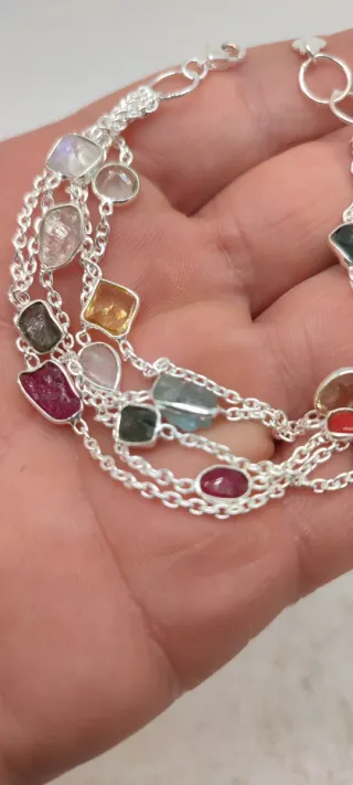Pulsera de Plata Multipiedras.