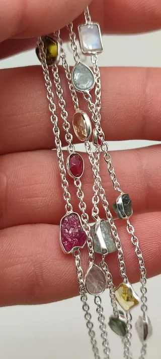 Pulsera de Plata Multipiedras.