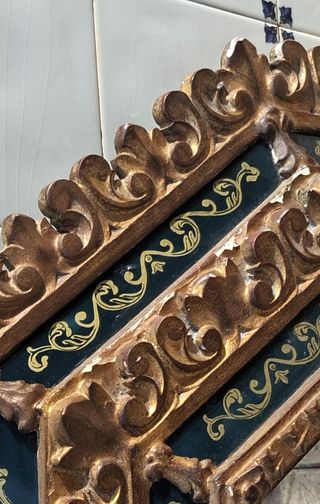 ANTIGUO ESPEJO OCTOGONAL DORADO