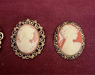 Broches Antigos Camafeu Dourados