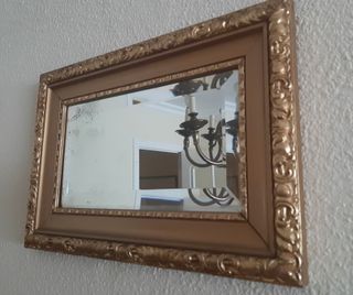 Espejo Antiguo Dorado Marco Decorado