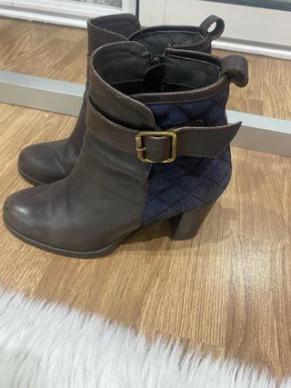 Botines mujer azul y marrón