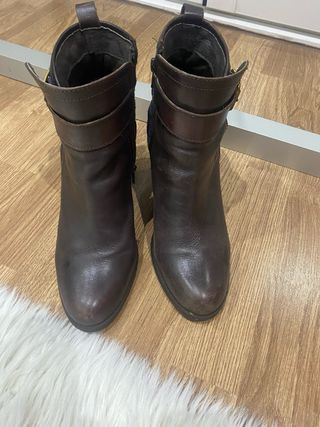 Botines mujer azul y marrón