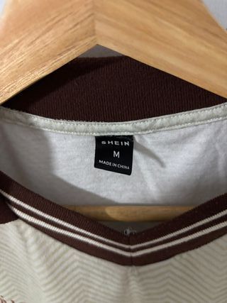 Camiseta Polo Talla M Beige y Marrón