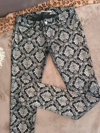 Pantaloni donna neri e dorati