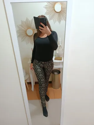 Pantaloni donna neri e dorati