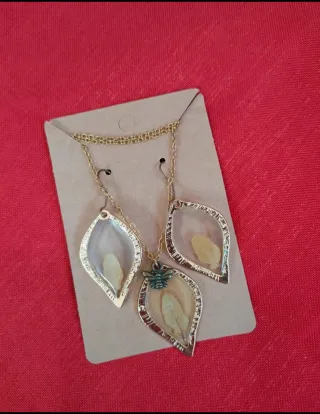 Set Collana e Orecchini Fatti a Mano Foglie