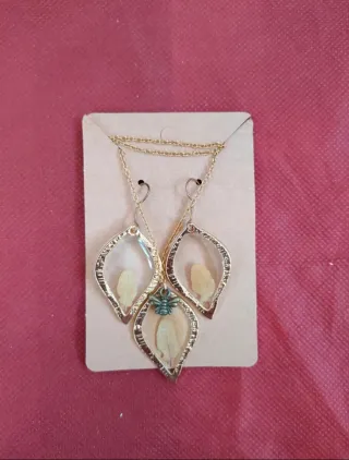 Set Collana e Orecchini Fatti a Mano Foglie