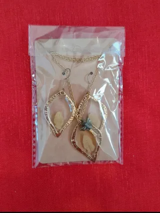 Set Collana e Orecchini Fatti a Mano Foglie