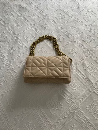 Bolso Zara Beige Dorado Nuevo