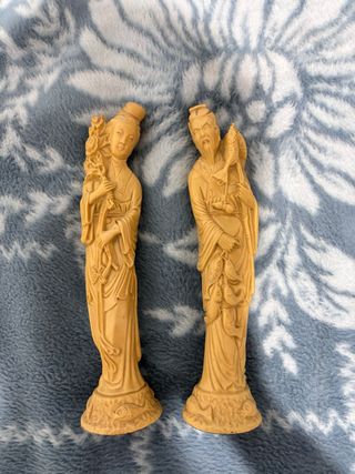 Pareja Figuras Chinas Decorativas Beige
