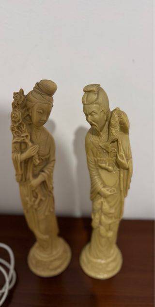 Pareja Figuras Chinas Decorativas Beige