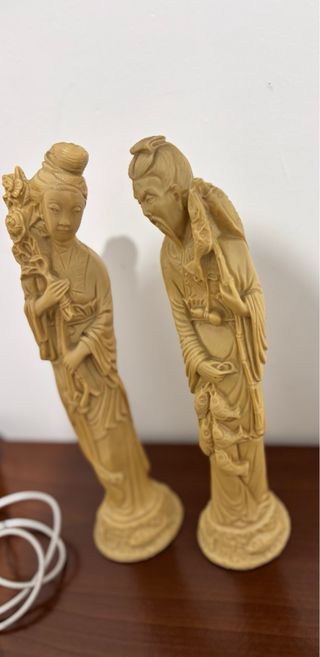 Pareja Figuras Chinas Decorativas Beige