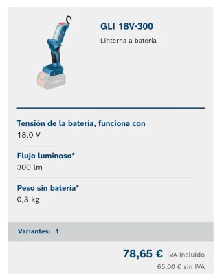 Linterna LED Bosch GLI 18V-300