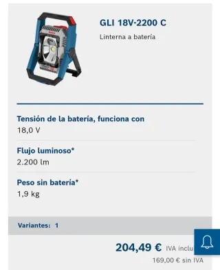 Linterna Bosch GLI 18V-2200 C