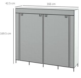 Guardaroba portatile in tessuto grigio