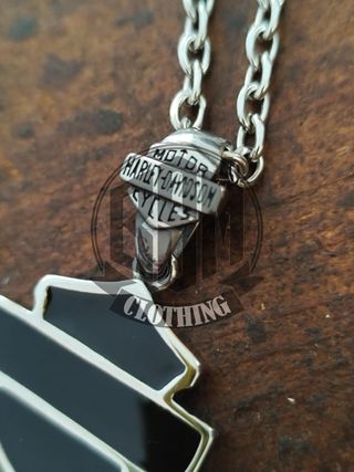 Collana Harley Davidson Logo Nero Argento
