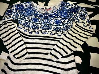 Jersey Desigual Rayas y Estampado Azul Talla S