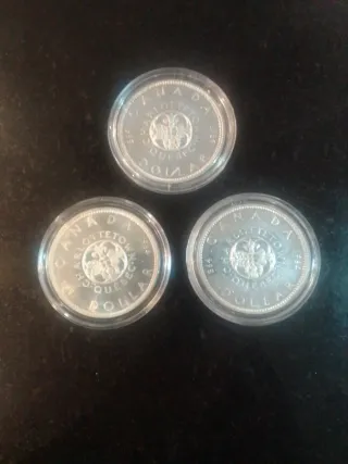 3 Monedas Plata 1 Dólar Canadá