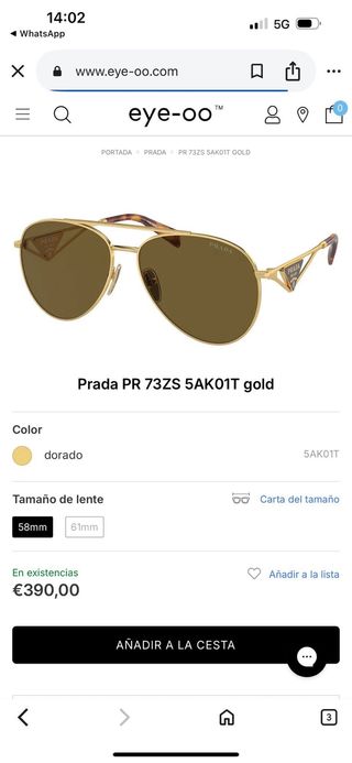 Gafas de sol Prada Marrón y Dorado