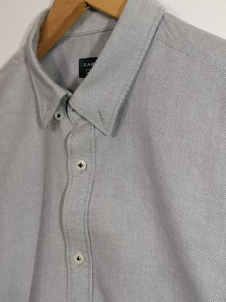Camisa Zara Gris Slim Fit Hombre