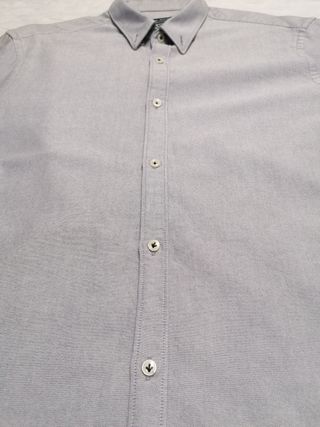 Camisa Zara Gris Slim Fit Hombre
