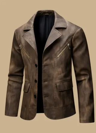 Chaqueta Piel Sintética Marrón