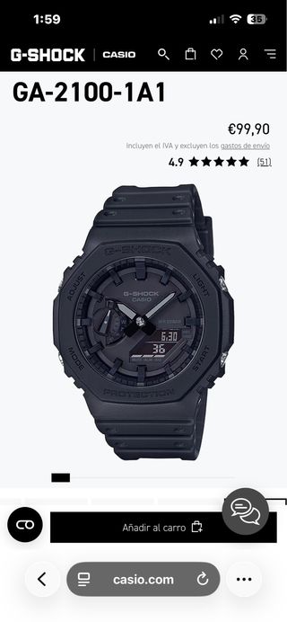 Casio G-Shock GA-2100-1A1 Negro