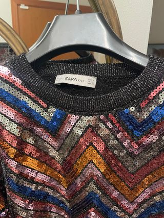 Jersey Zara, lentejuelas talla S