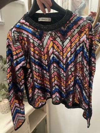 Jersey Zara, lentejuelas talla S