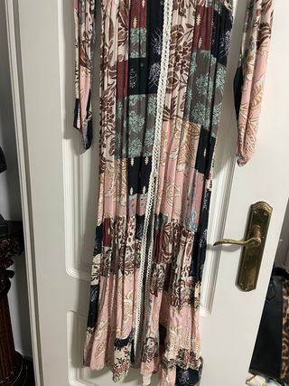 Vestido largo estampado patchwork