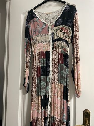 Vestido largo estampado patchwork