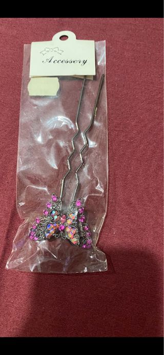 Horquilla Mariposa Cristal Rosa y Morado