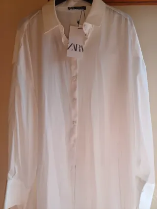 Camisa Zara Raso Blanca Talla 44
