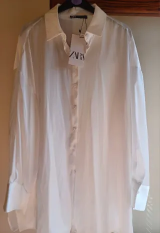 Camisa Zara Raso Blanca Talla 44
