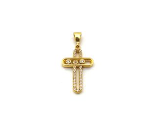 crucifijo oro 18k con piedra con circonita