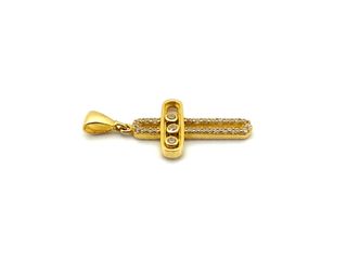 crucifijo oro 18k con piedra con circonita