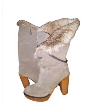 Stivali Serafini pelliccia donna beige/grigio