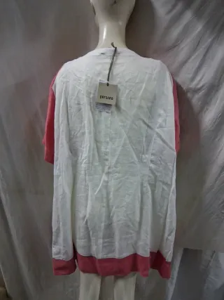 Camicia Lino Donna Bianco/Rosa Taglia Unica