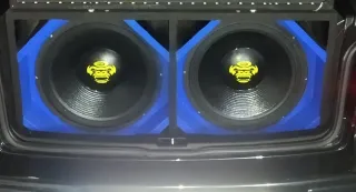 Woofers con cajón negro y azul