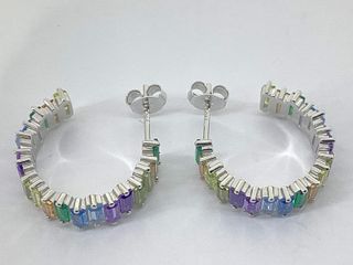 pendientes plata 925mm con piedra con circonita