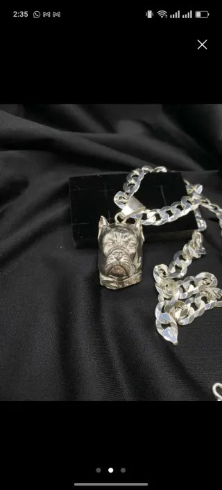 Cadena de plata con colgante de perro