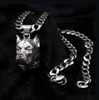 Cadena de plata con colgante de perro