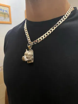 Cadena de plata con colgante de perro