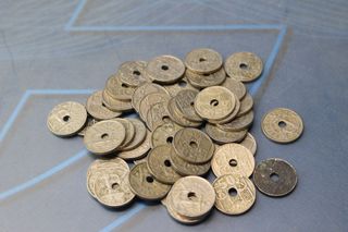 45 monedas de 50 céntimos de 1949.