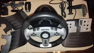 Volante PS2 e PC con pedali e accessori.
