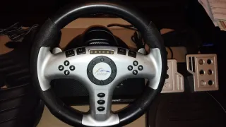 Volante PS2 e PC con pedali e accessori.