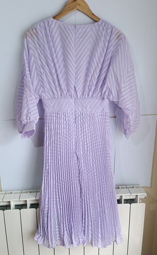 Vestido midi lila manga abullonada talla S