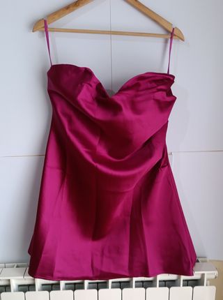 Vestido bustier fucsia elegante talla 44