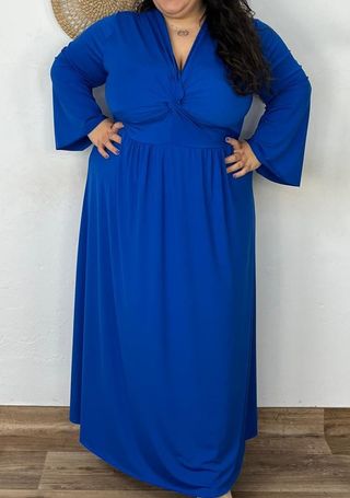 Vestido azul elegante talla única curvi